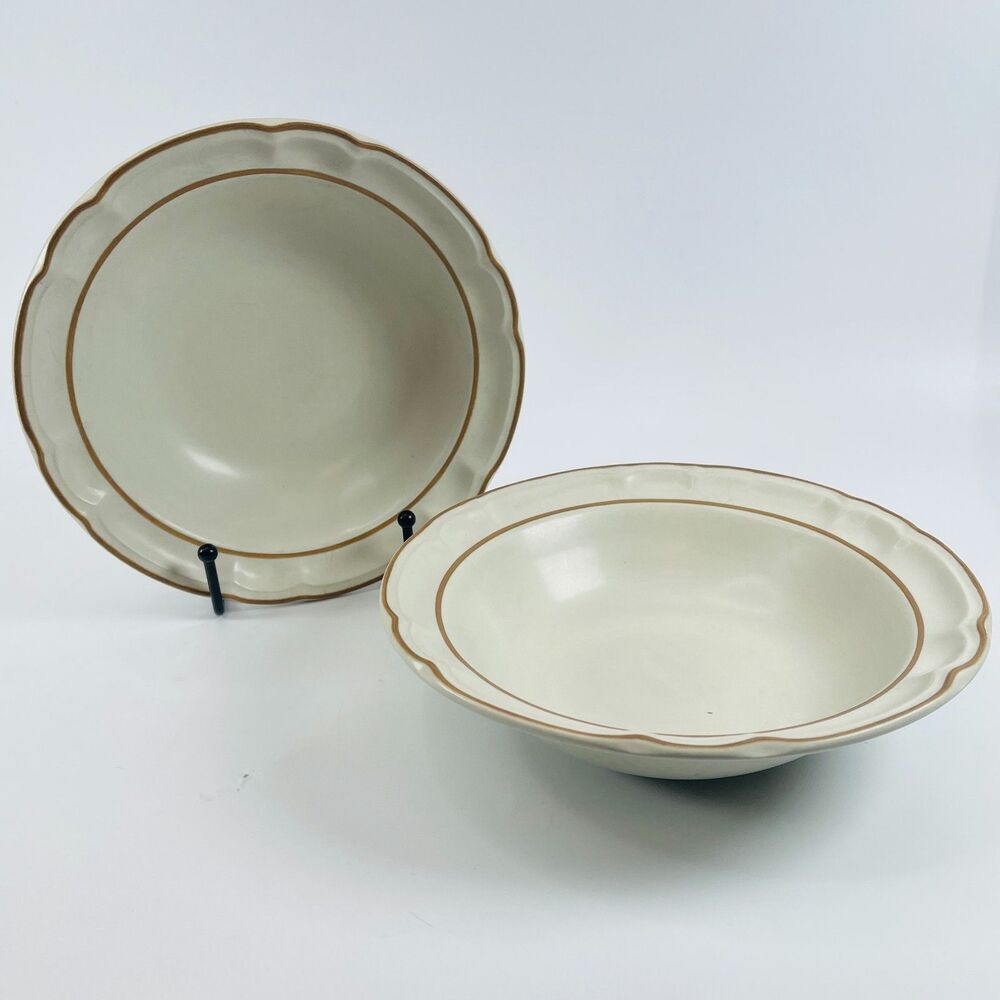 2 Vintage Cordella Collection Burnet Stoneware Bowls Scalloped Edge Japan MCM